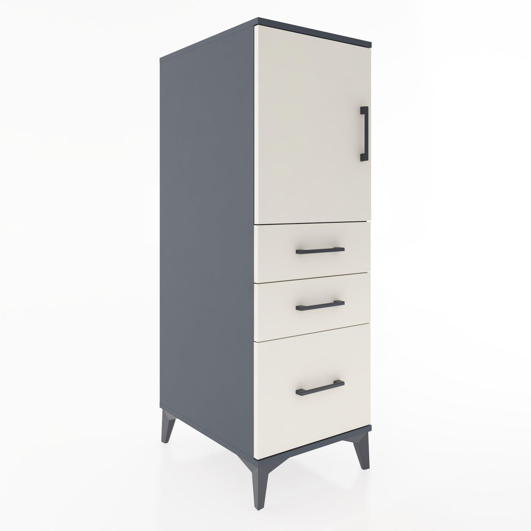 Woodntry Modular Cabinet Anthracite 44x30x122 cm with Doors and Drawers KC6-2