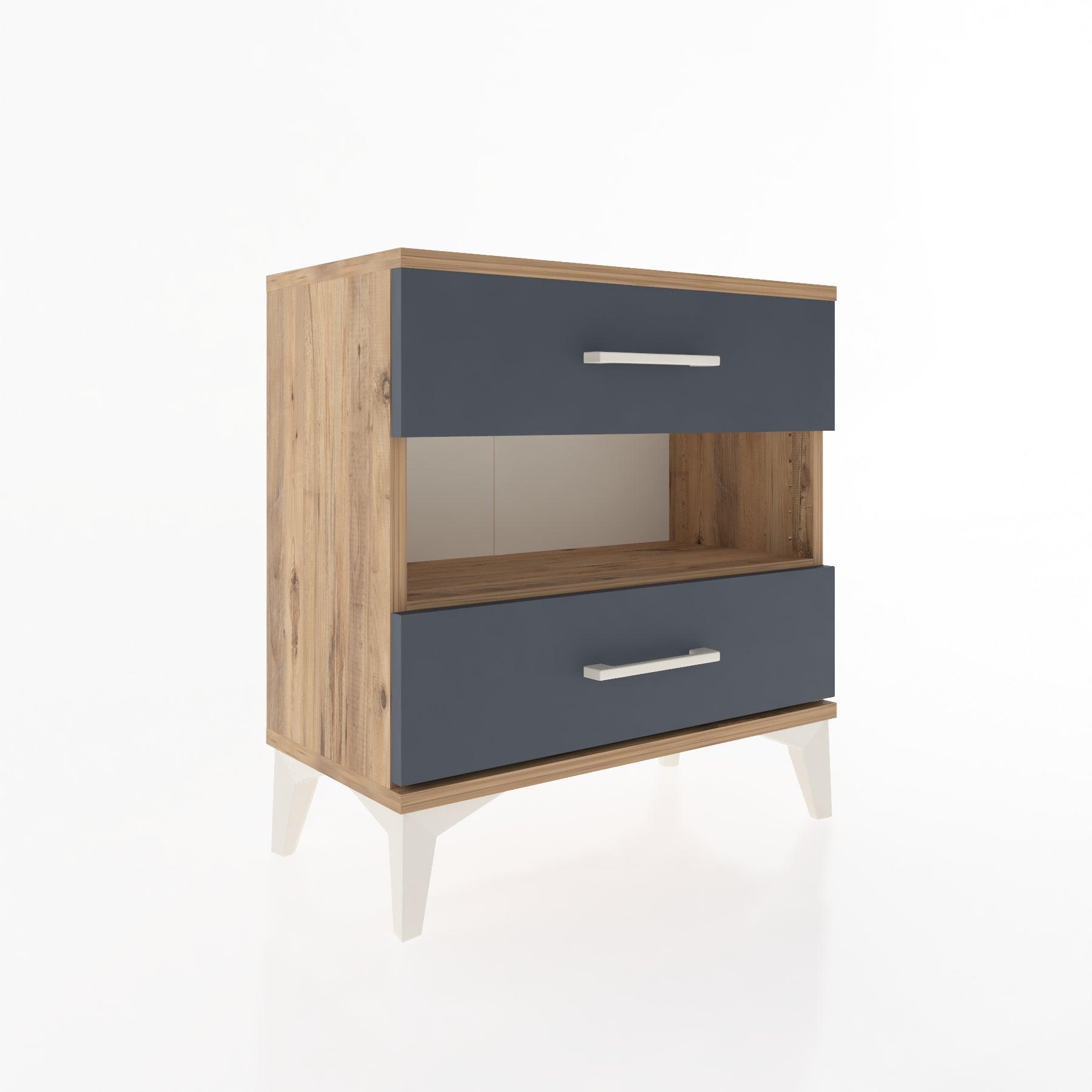 Woodntry Modular Nightstand Pine 60x30x52 cm with Drawers and Shelves CR6-3