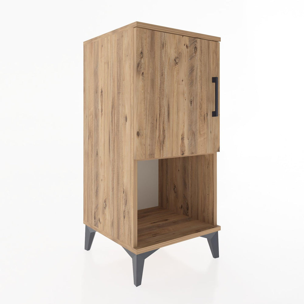 Woodntry Modüler Komodin Çam 44x44x84 cm Kapaklı ve Raflı KR28-3