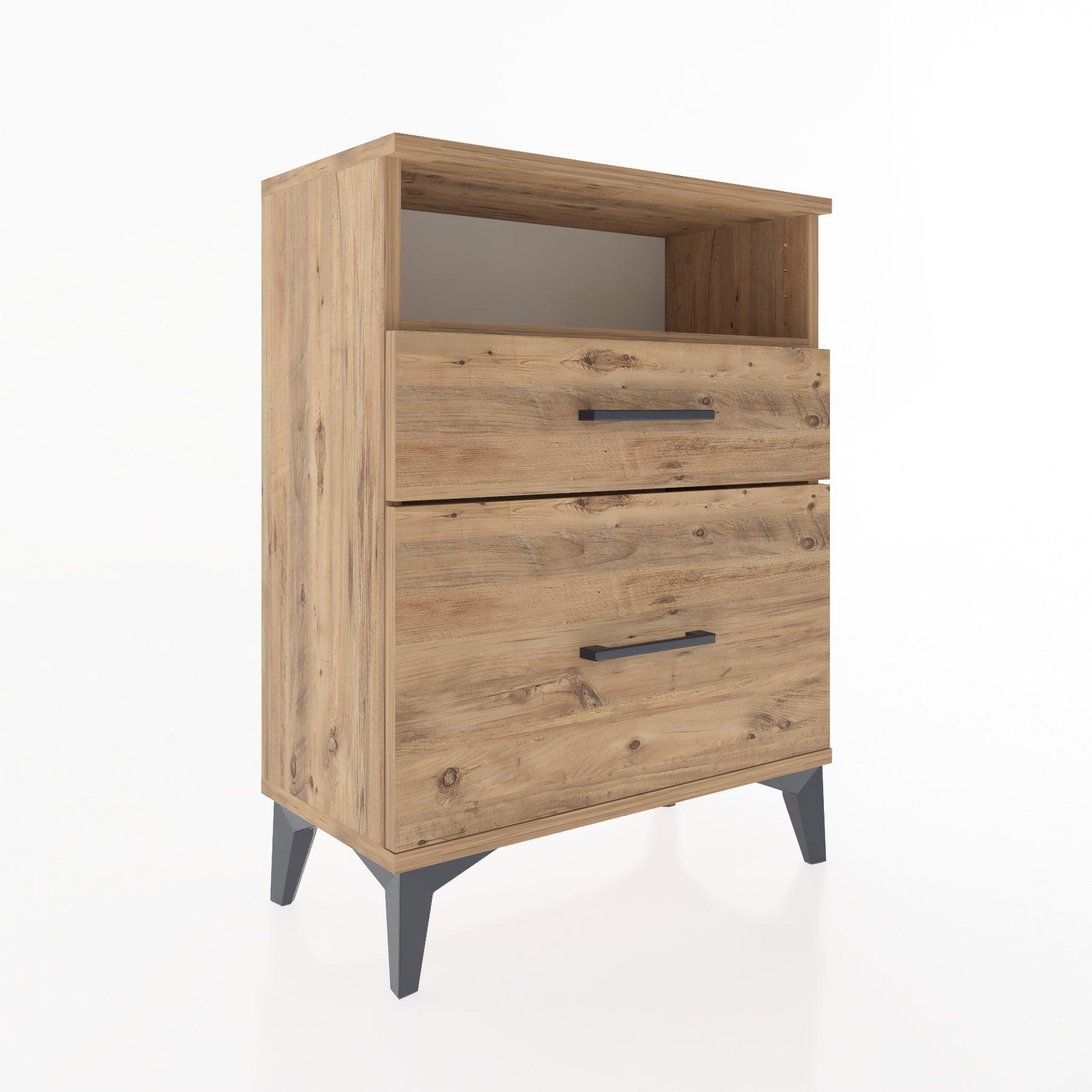 Woodntry Modular Nightstand Pine 60x30x68 cm with Drawers and Shelves CR6-3