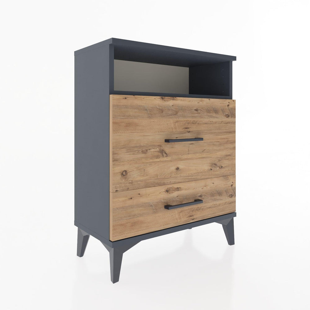 Woodntry Modular Nightstand Anthracite 60x30x68 cm with Drawer and Shelf CR7-2
