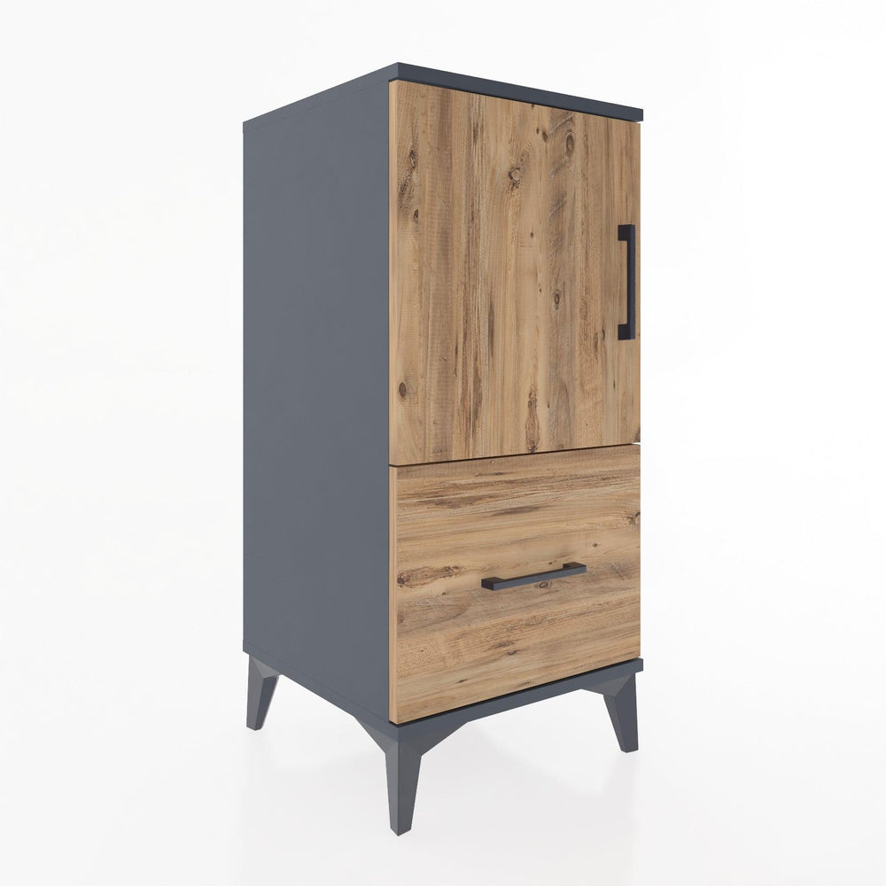 Woodntry Modular Nightstand Anthracite 44x44x84 cm with Cover and Drawer KC29-2