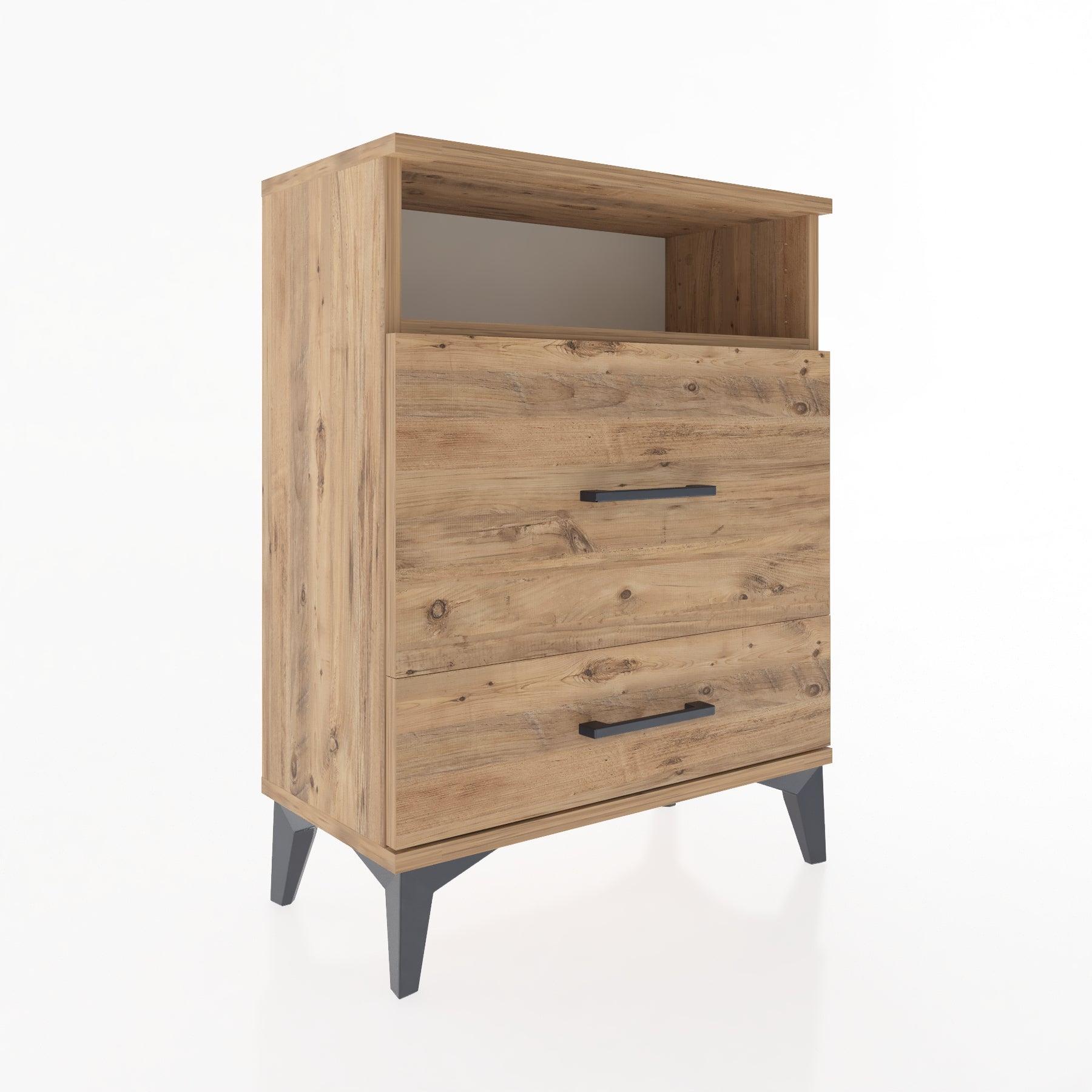 Woodntry Modular Nightstand Pine 60x30x68 cm with Drawers and Shelves CR7-3