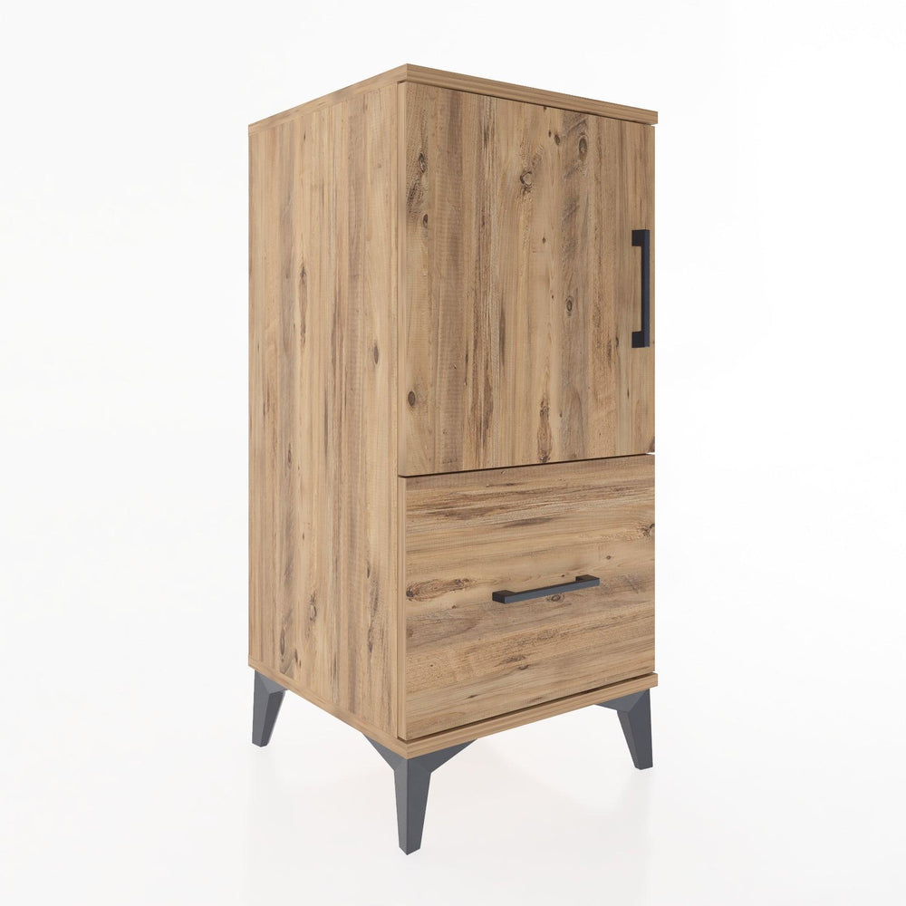 Woodntry Modular Nightstand Pine 44x44x84 cm with Cover and Drawer KC29-3