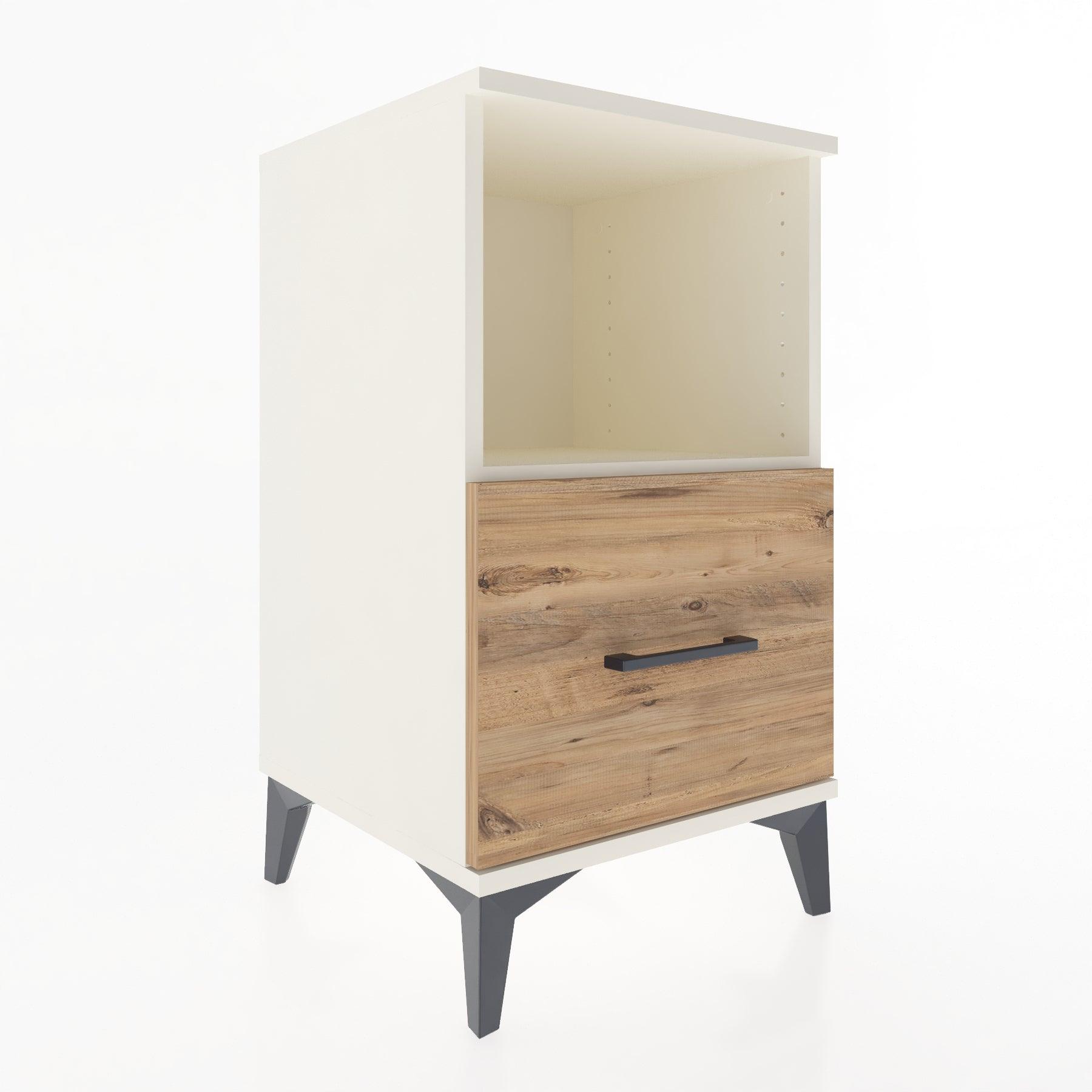 Woodntry Modular Nightstand Moonstone 44x44x68 cm with Drawer and Shelf CR8-1