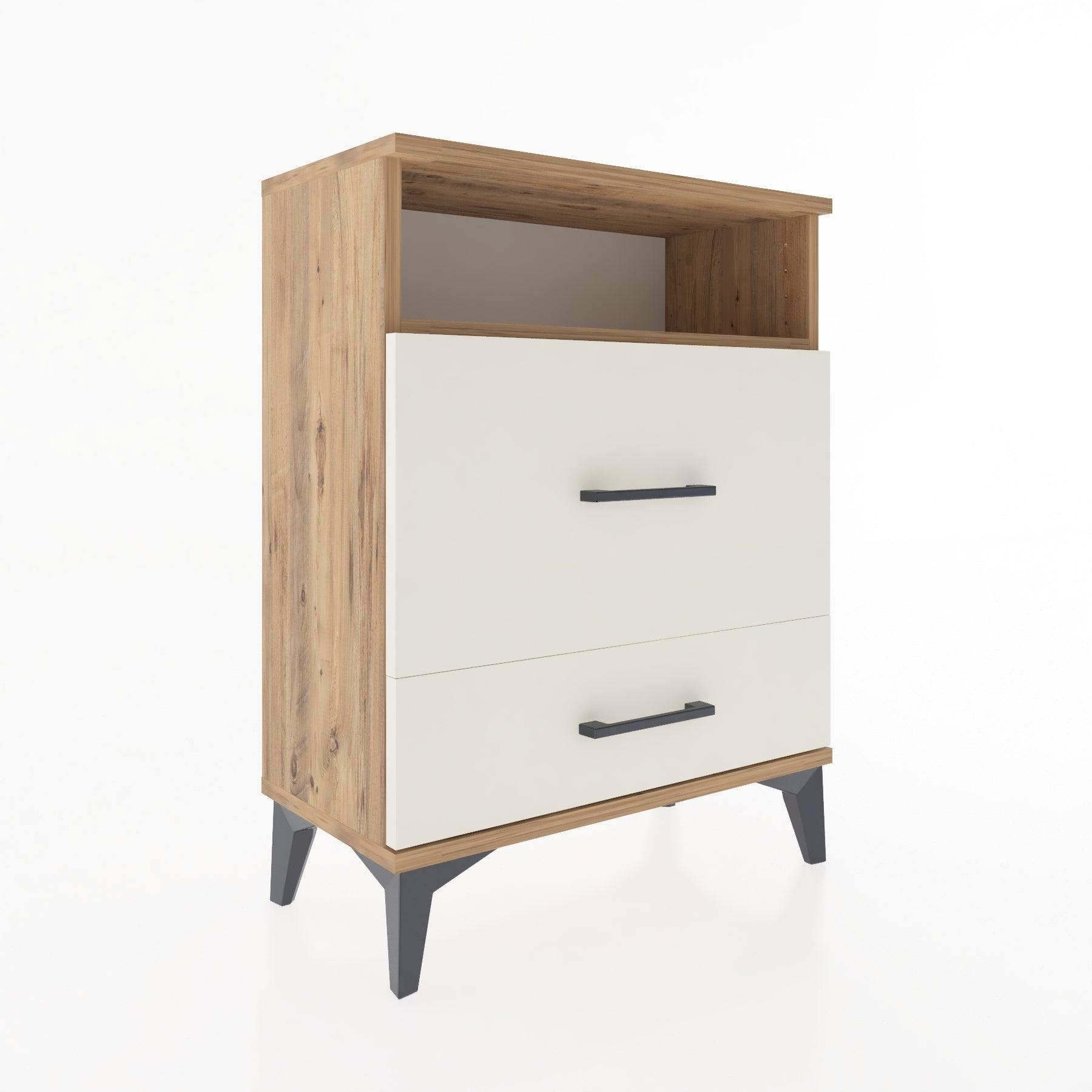 Woodntry Modular Nightstand Pine 60x30x68 cm with Drawers and Shelves CR8-3