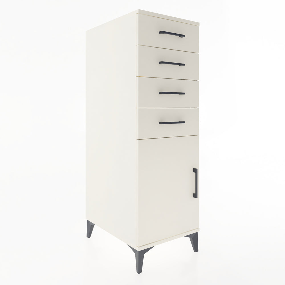 Woodntry Modüler Dolap Antrasit 44x59x122 cm Kapaklı ve Çekmeceli KC58-2