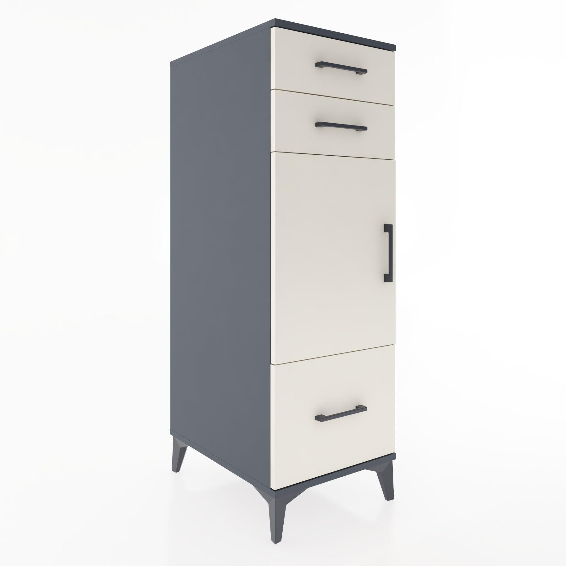Woodntry Modular Cabinet Anthracite 44x30x122 cm with Doors and Drawers KC8-2