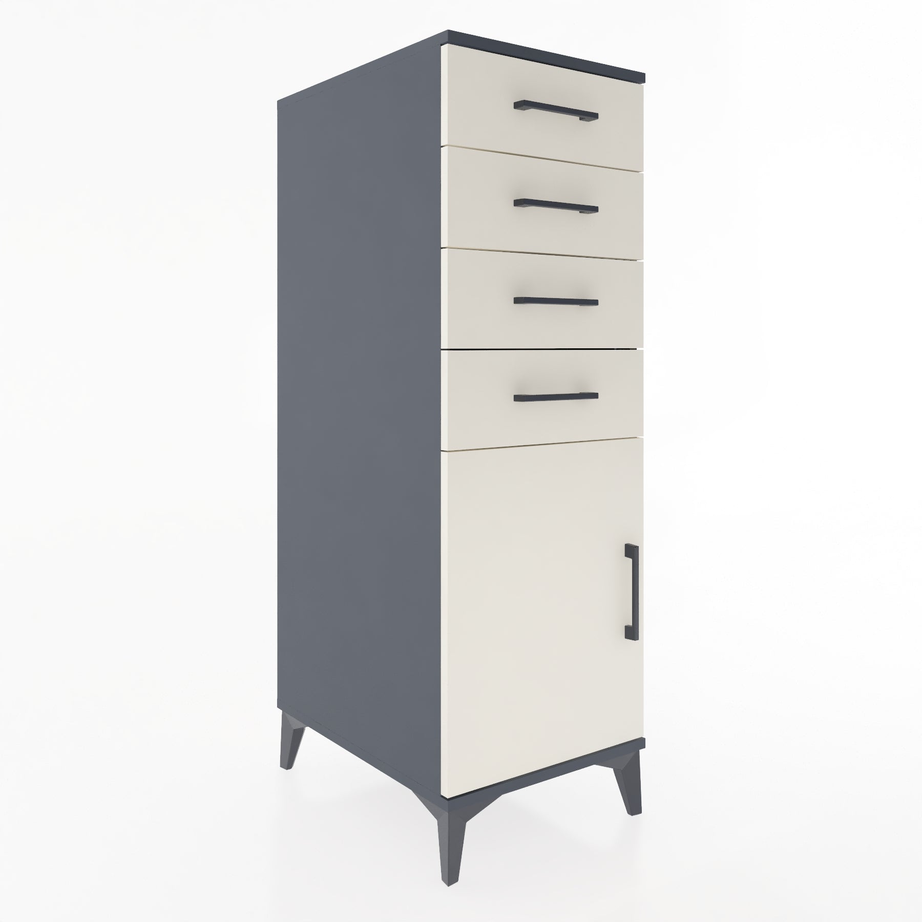 Woodntry Modular Cabinet Anthracite 44x59x122 cm with Doors and Drawers KC58-2