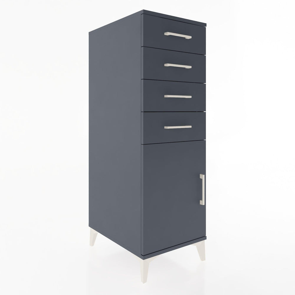 Woodntry Modüler Dolap Antrasit 44x30x122 cm Kapaklı ve Çekmeceli KC58-2