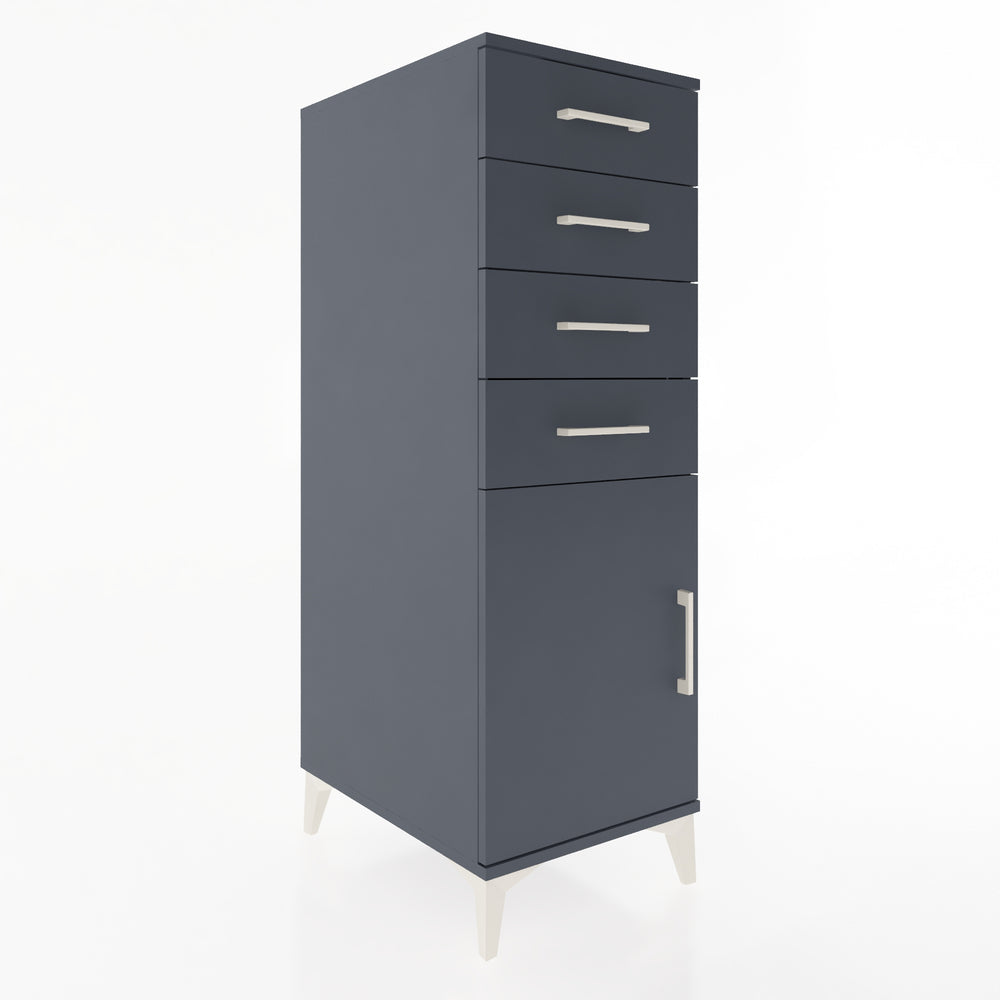 Woodntry Modüler Dolap Antrasit 44x59x122 cm Kapaklı ve Çekmeceli KC58-2