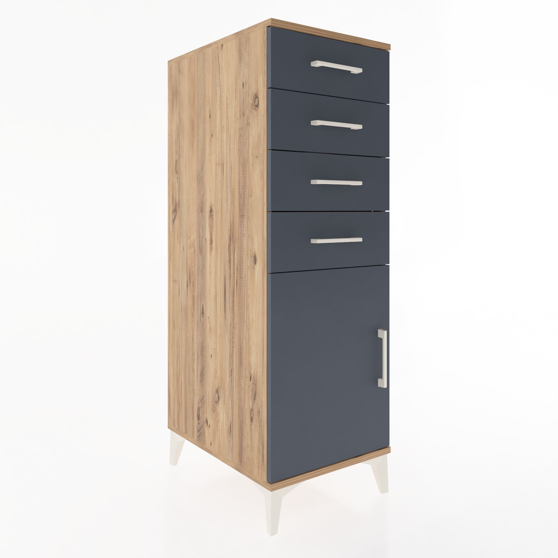 Woodntry Modüler Dolap Çam 44x59x122 cm Kapaklı ve Çekmeceli KC58-3