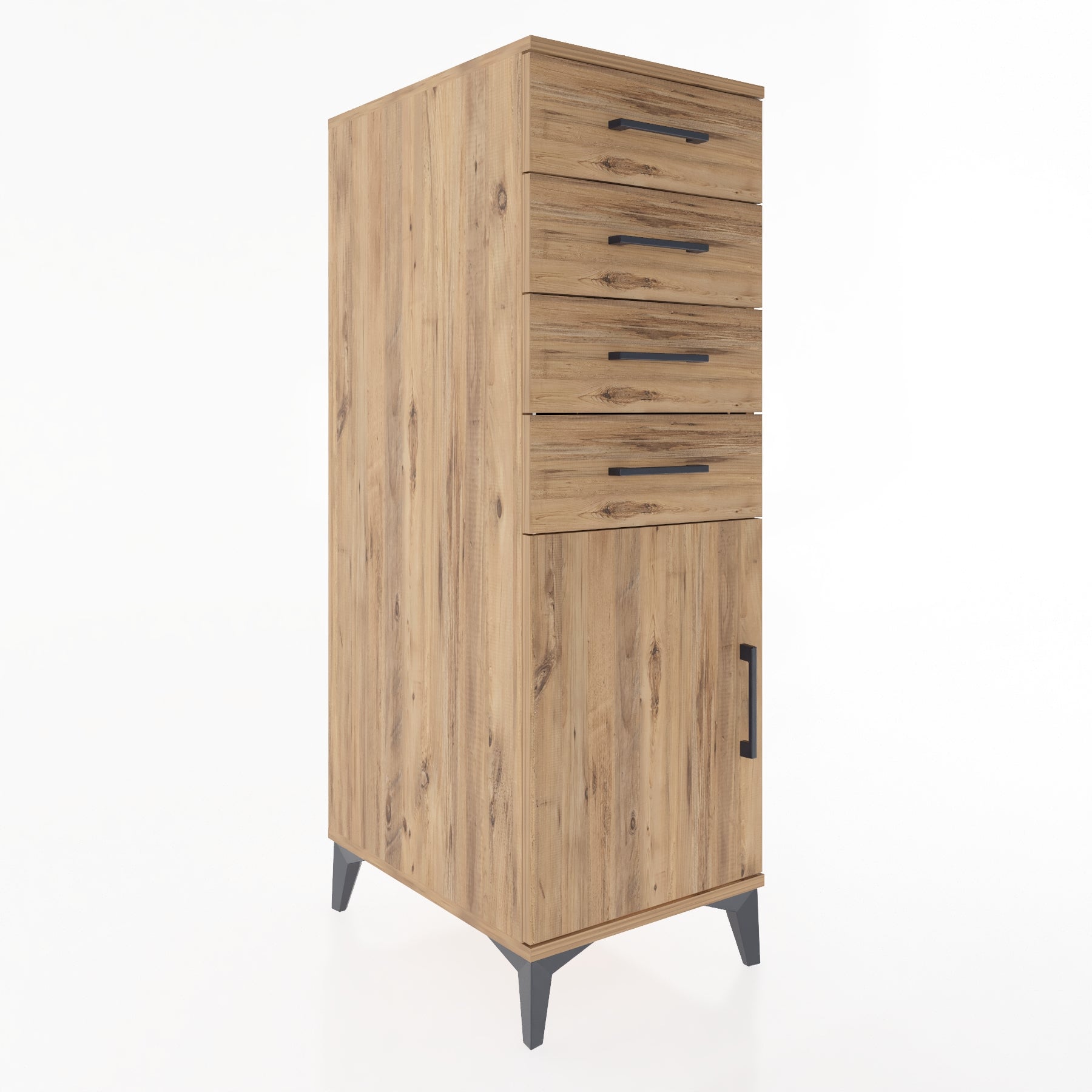 Woodntry Modüler Dolap Çam 44x59x122 cm Kapaklı ve Çekmeceli KC58-3