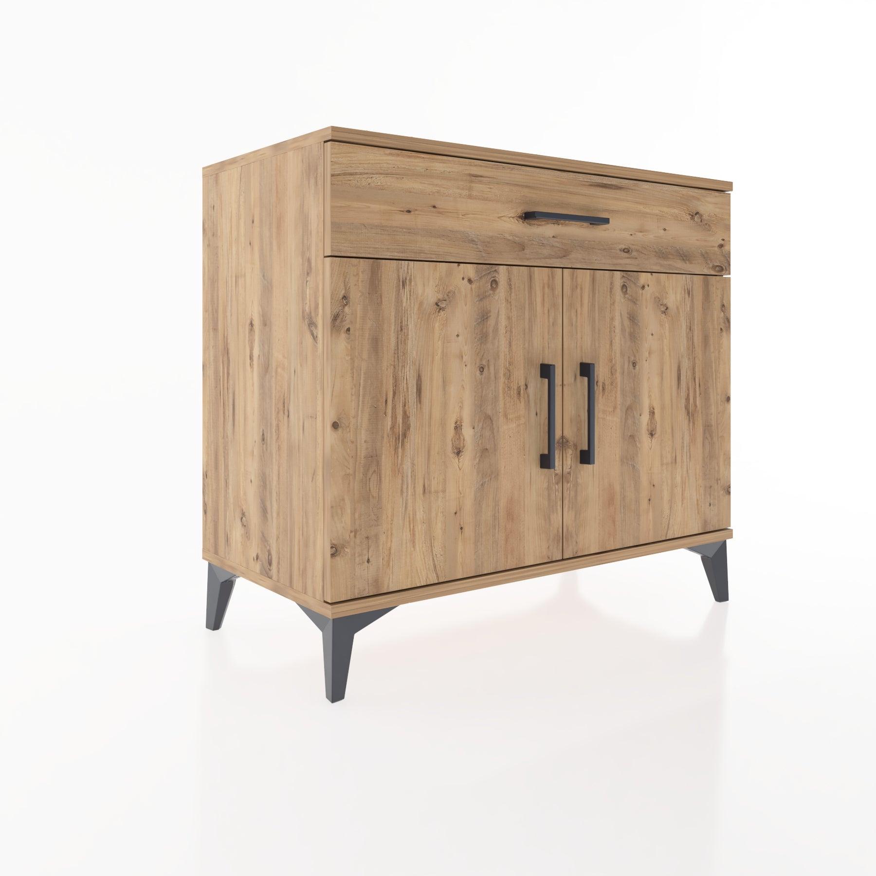 Woodntry Modüler Şifonyer Çam 88x44x68 cm Kapaklı ve Çekmeceli KC8-3