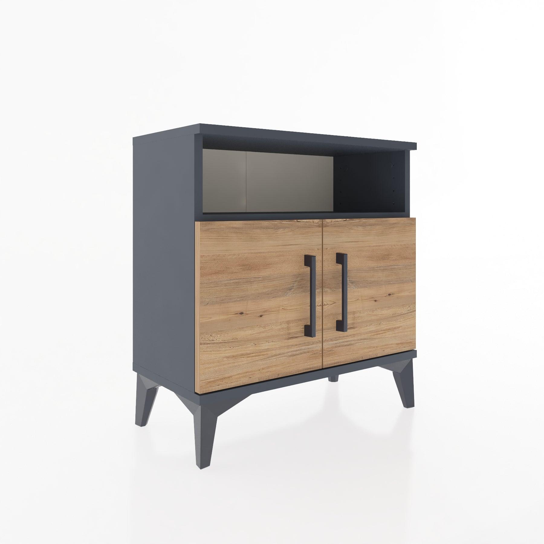 Woodntry Modular Nightstand Anthracite 60x30x52 cm with Cover and Shelf KR9-2