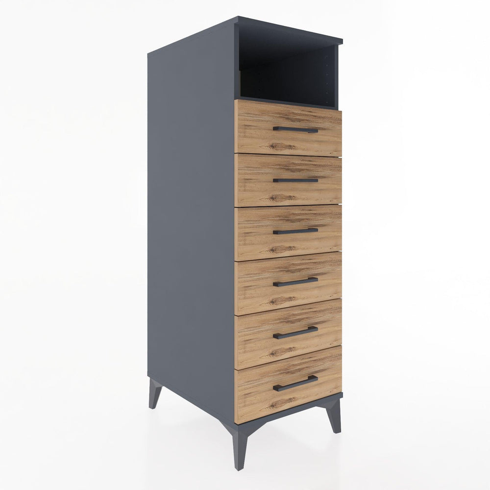 Woodntry Modüler Dolap Antrasit 44x30x122 cm Çekmeceli ve Raflı CR59-2