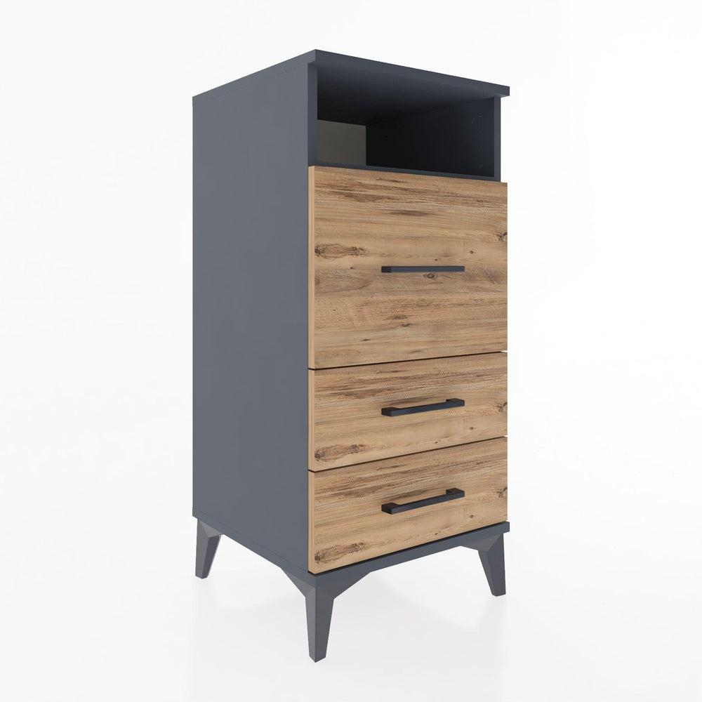 Woodntry Modular Nightstand Anthracite 44x44x84 cm with Drawers and Shelves CR9-2