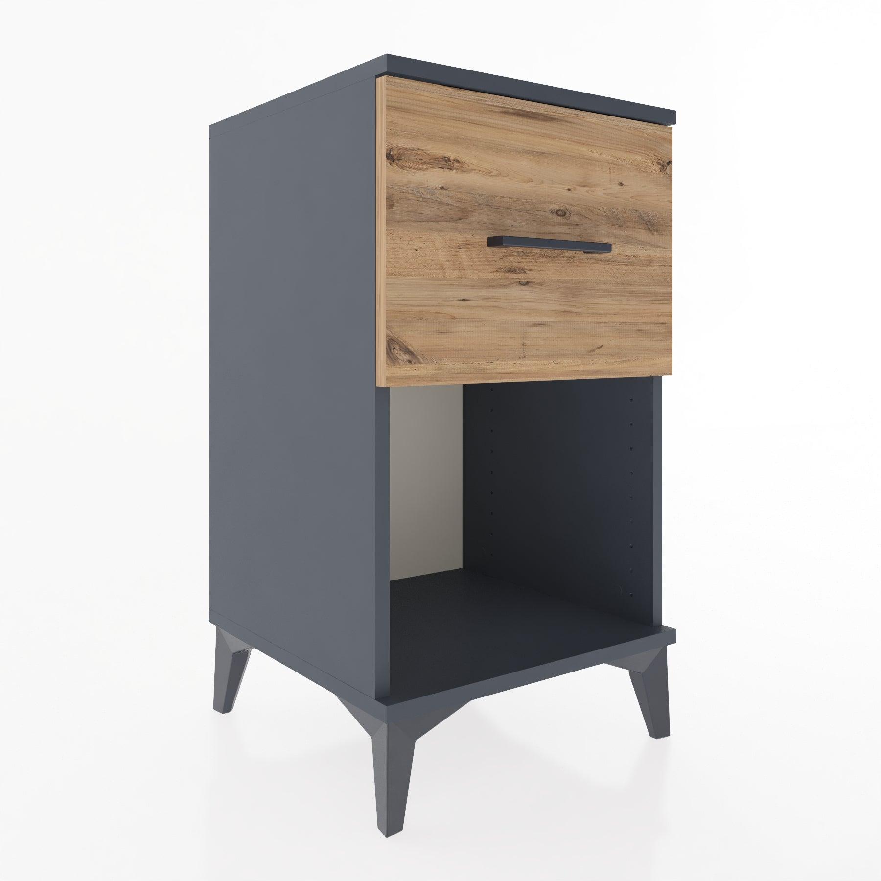 Woodntry Modular Nightstand Anthracite 44x44x68 cm with Drawers and Shelves CR9-2