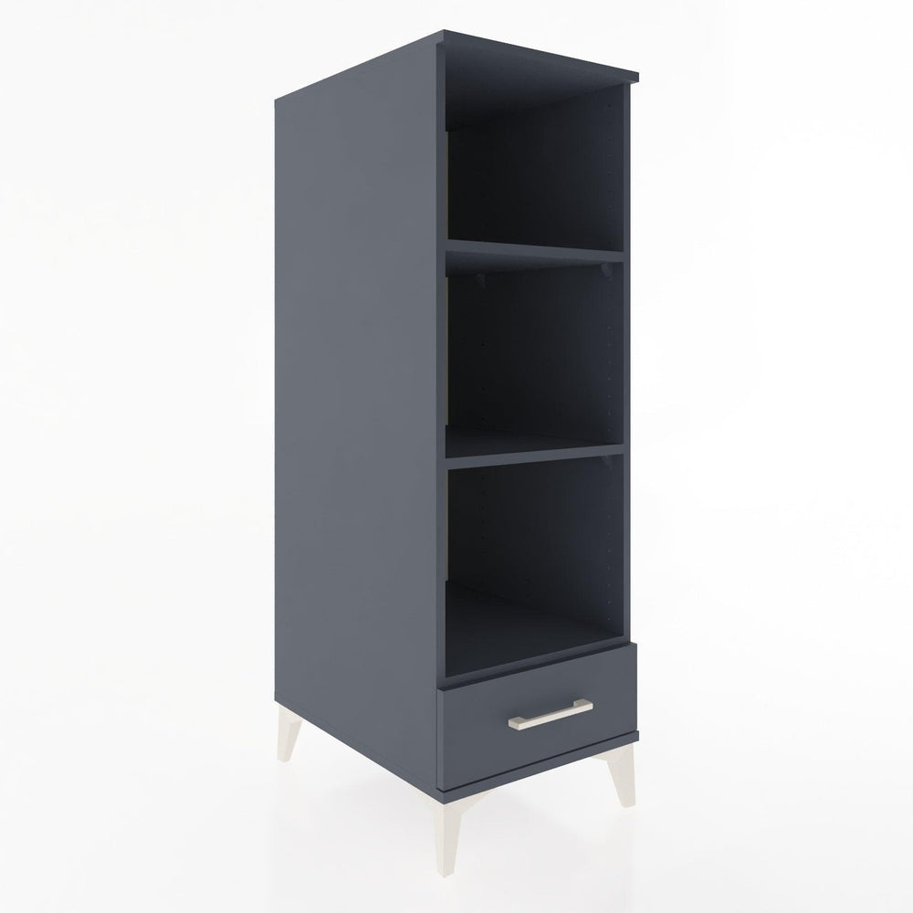 Woodntry Modüler Dolap Antrasit 44x30x122 cm Çekmeceli ve Raflı CR109-2