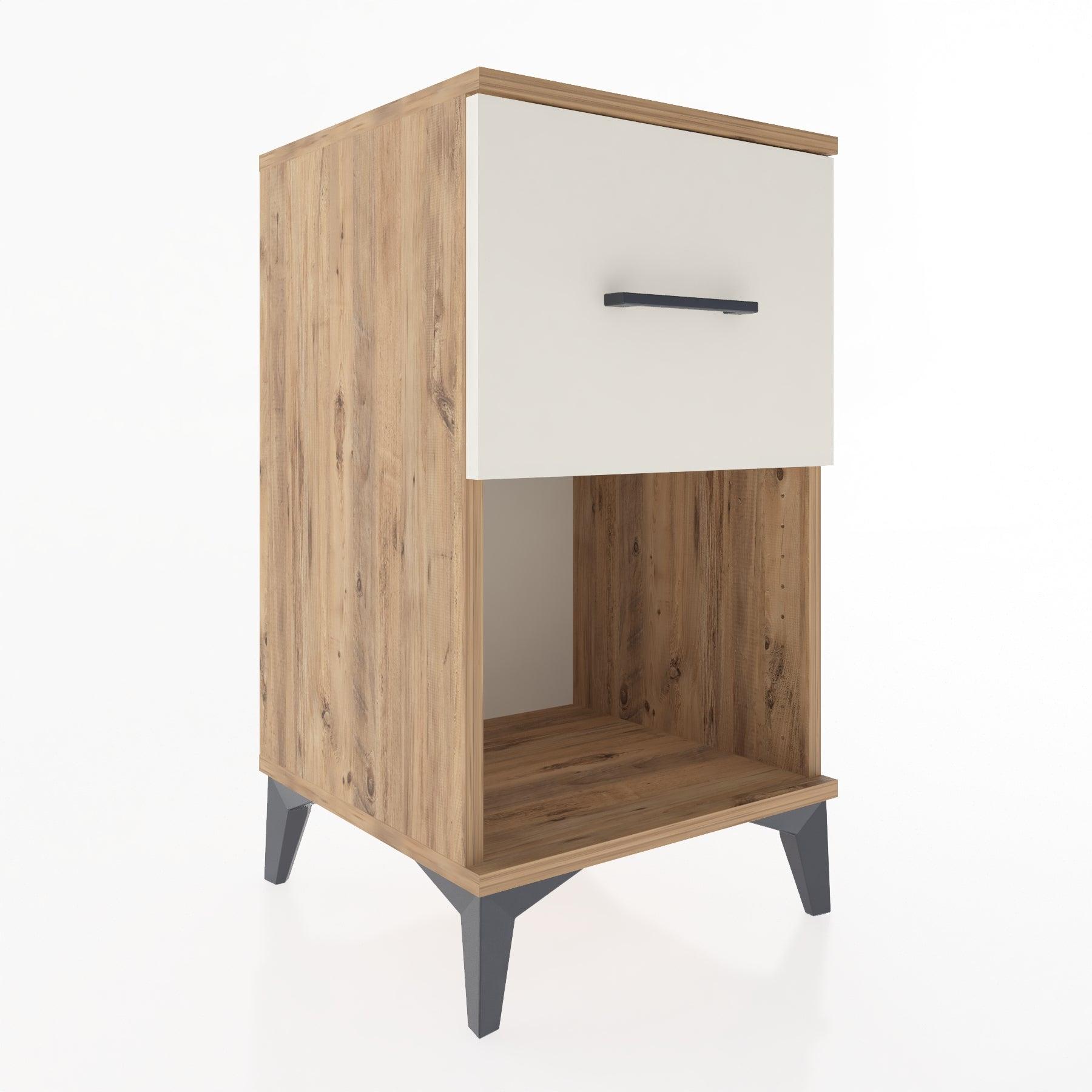 Woodntry Modular Nightstand Pine 44x44x68 cm with Drawers and Shelves CR9-3