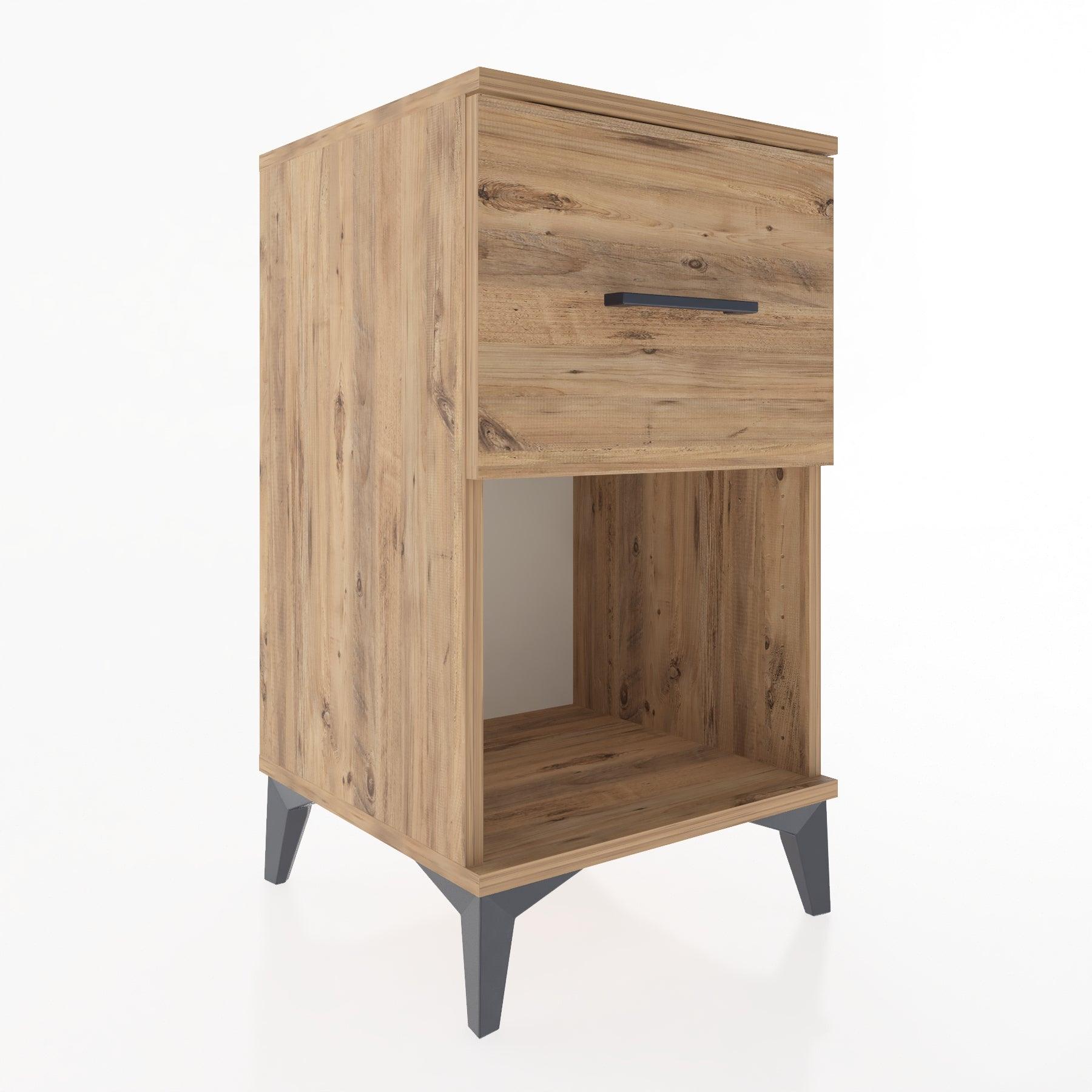 Woodntry Modular Nightstand Pine 44x44x68 cm with Drawers and Shelves CR9-3
