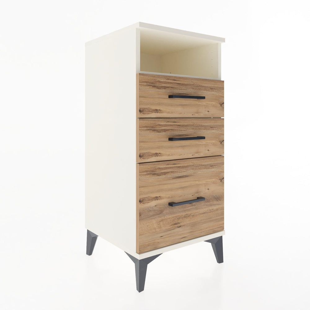 Woodntry Modular Nightstand Moonstone 44x44x84 cm with Drawer and Shelf CR10-1