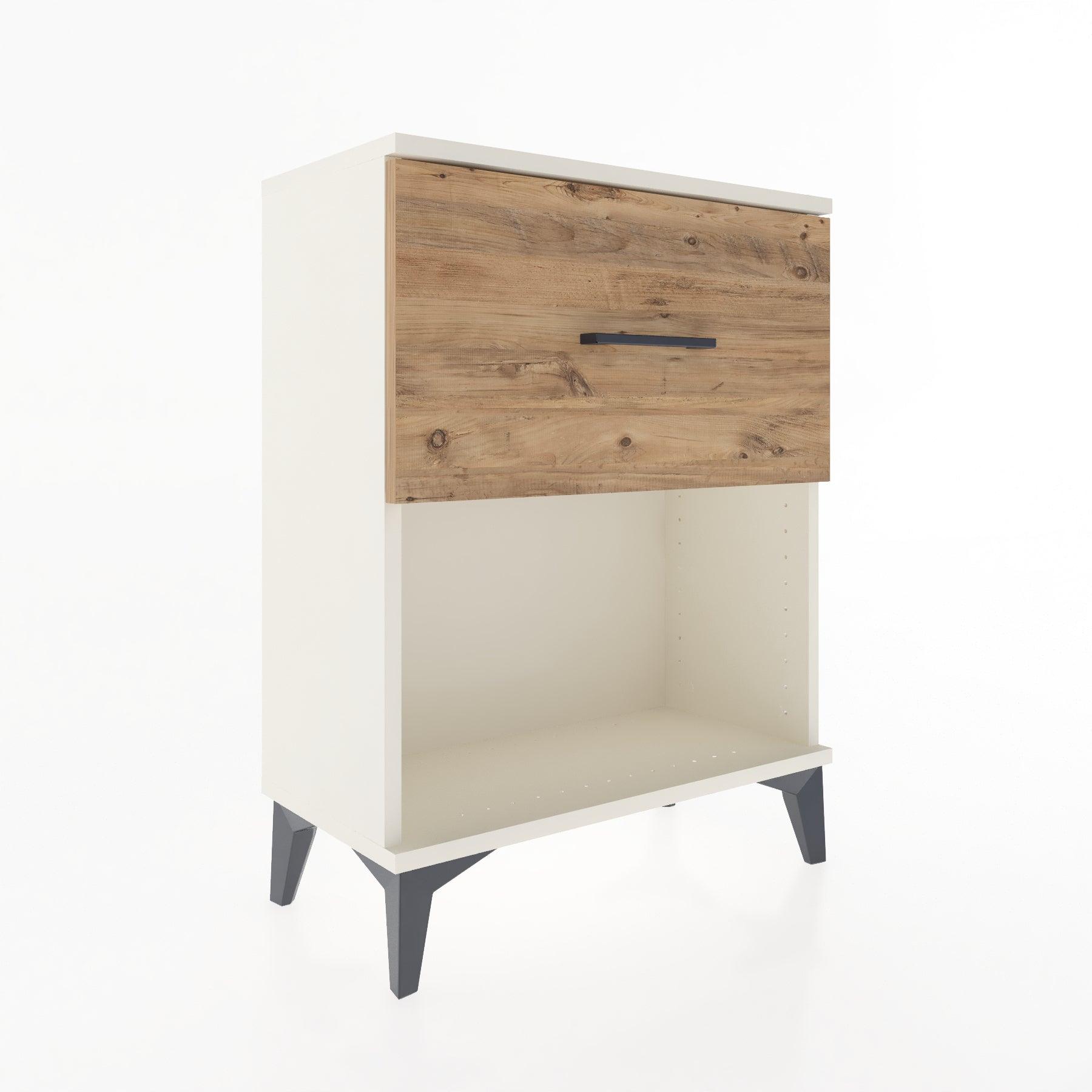 Woodntry Modular Nightstand Moonstone 60x30x68 cm with Drawer and Shelf CR10-1