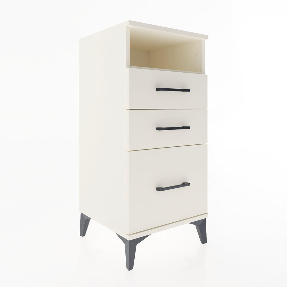 Woodntry Modular Nightstand Moonstone 44x44x84 cm with Drawer and Shelf CR10-1