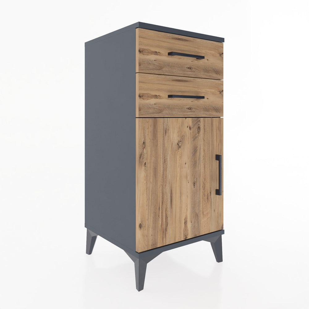 Woodntry Modular Nightstand Anthracite 44x44x84 cm with Cover and Drawer KC32-2
