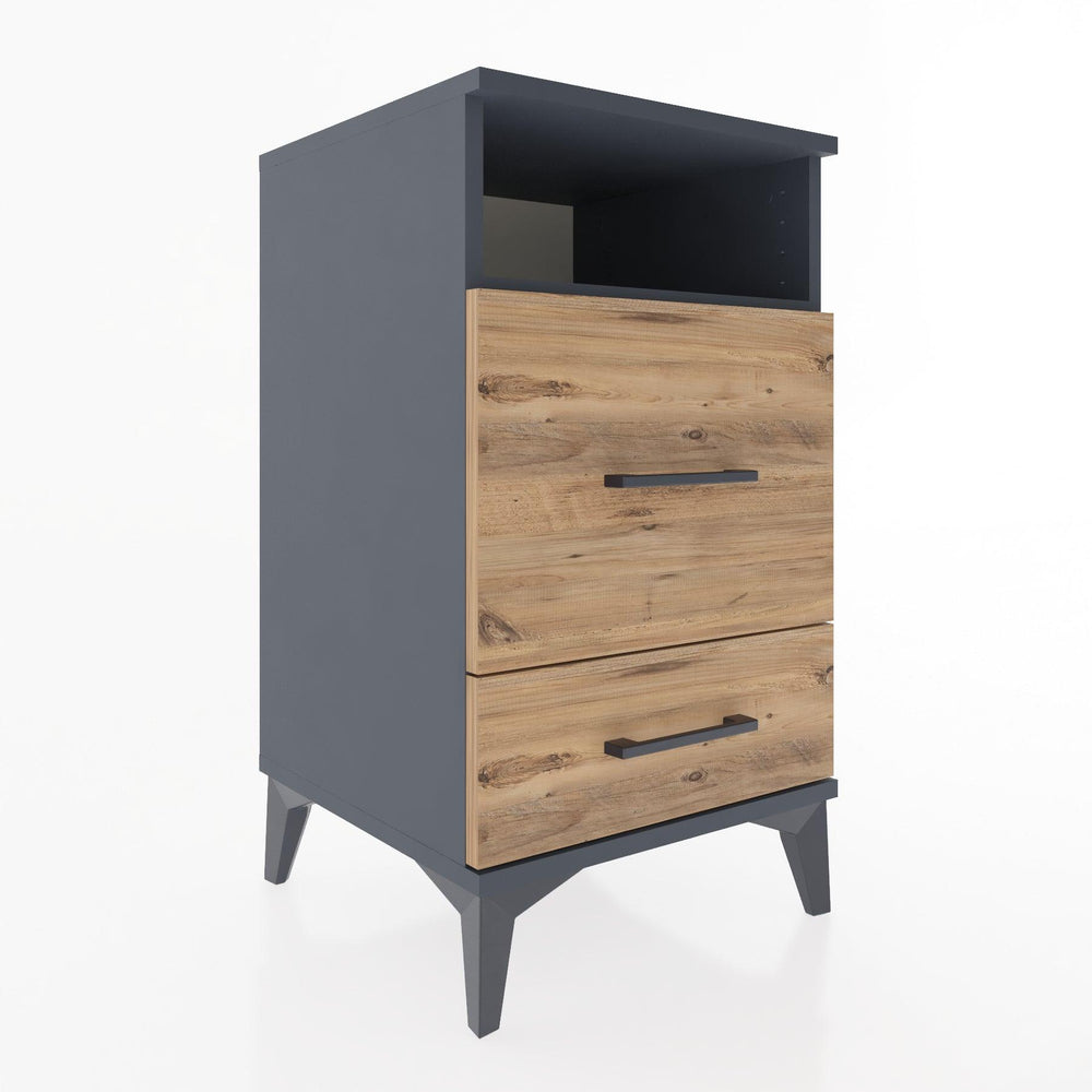 Woodntry Modular Nightstand Anthracite 44x44x68 cm with Drawers and Shelves CR10-2