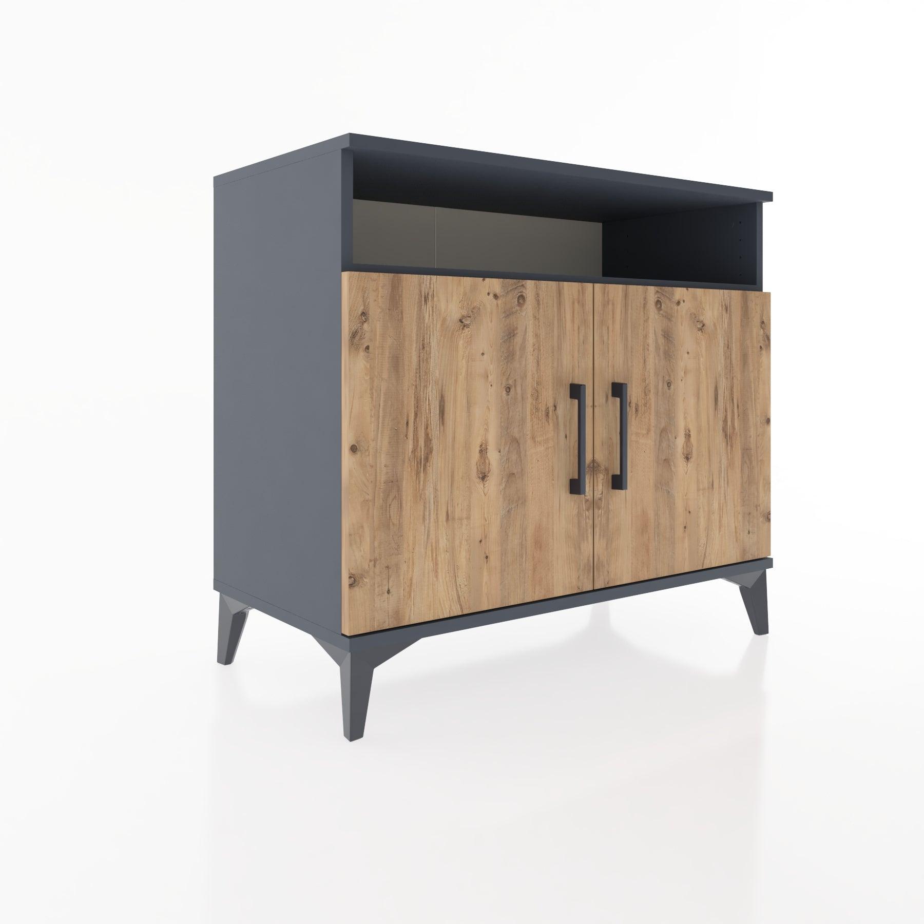 Woodntry Modüler Şifonyer Antrasit 88x44x68 cm Kapaklı ve Raflı KR10-2