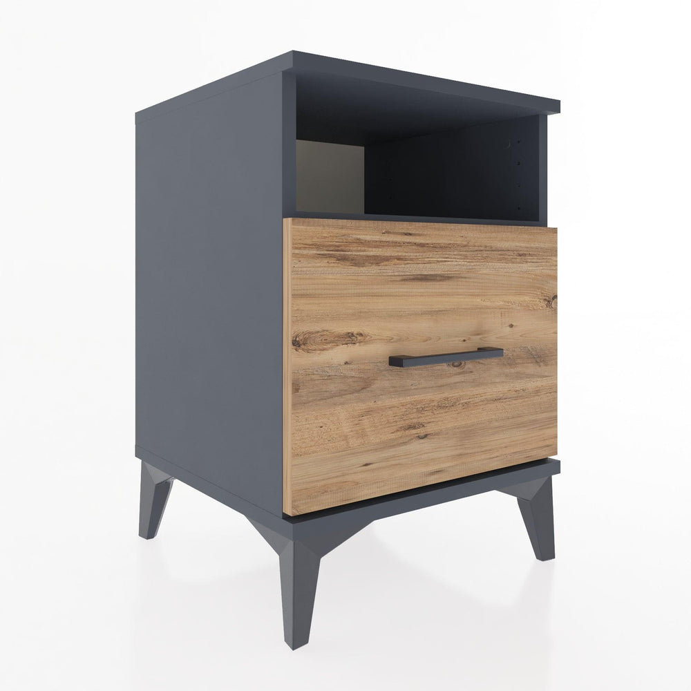 Woodntry Modular Nightstand Anthracite 44x44x52 cm with Drawers and Shelves CR10-2