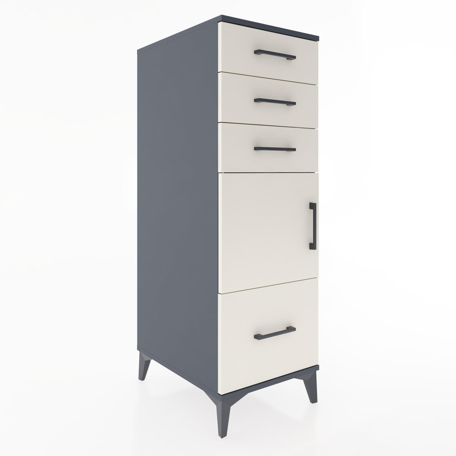 Woodntry Modular Cabinet Anthracite 44x30x122 cm with Doors and Drawers KC10-2