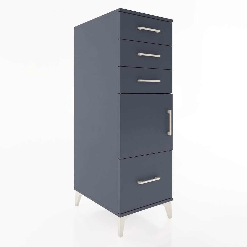 Woodntry Modüler Dolap Antrasit 44x59x122 cm Kapaklı ve Çekmeceli KC10-2