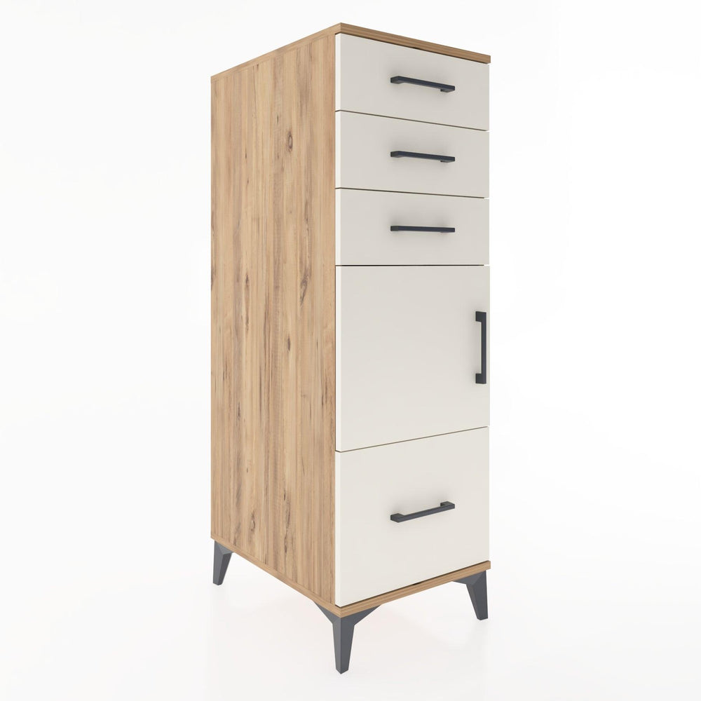 Woodntry Modüler Dolap Çam 44x59x122 cm Kapaklı ve Çekmeceli KC10-3