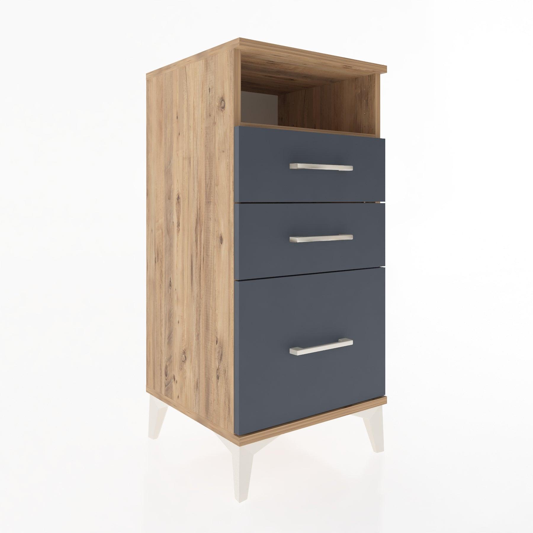 Woodntry Modular Nightstand Pine 44x44x84 cm with Drawers and Shelves CR10-3