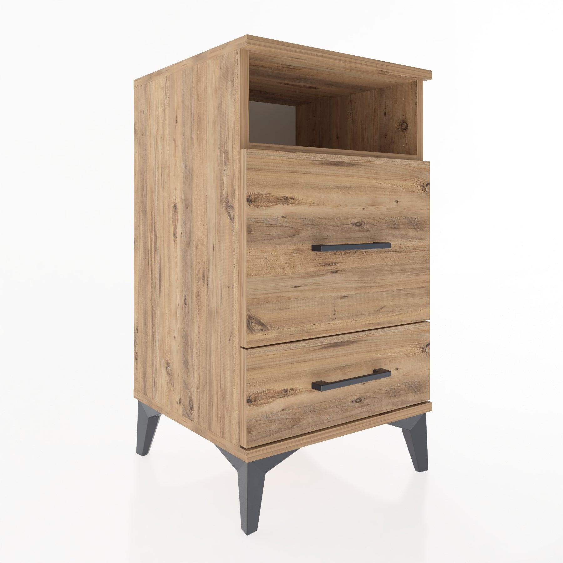 Woodntry Modular Nightstand Pine 44x44x68 cm with Drawers and Shelves CR10-3