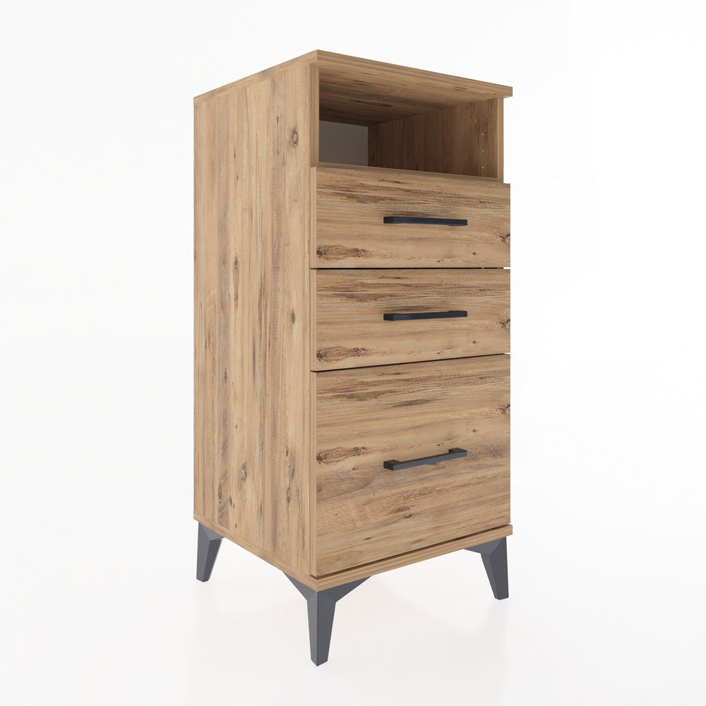 Woodntry Modular Nightstand Pine 44x44x84 cm with Drawers and Shelves CR10-3