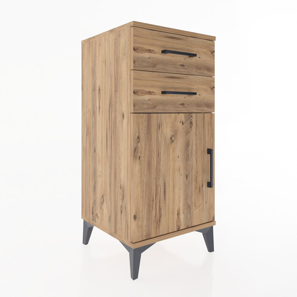 Woodntry Modular Nightstand Pine 44x44x84 cm with Cover and Drawer KC32-3
