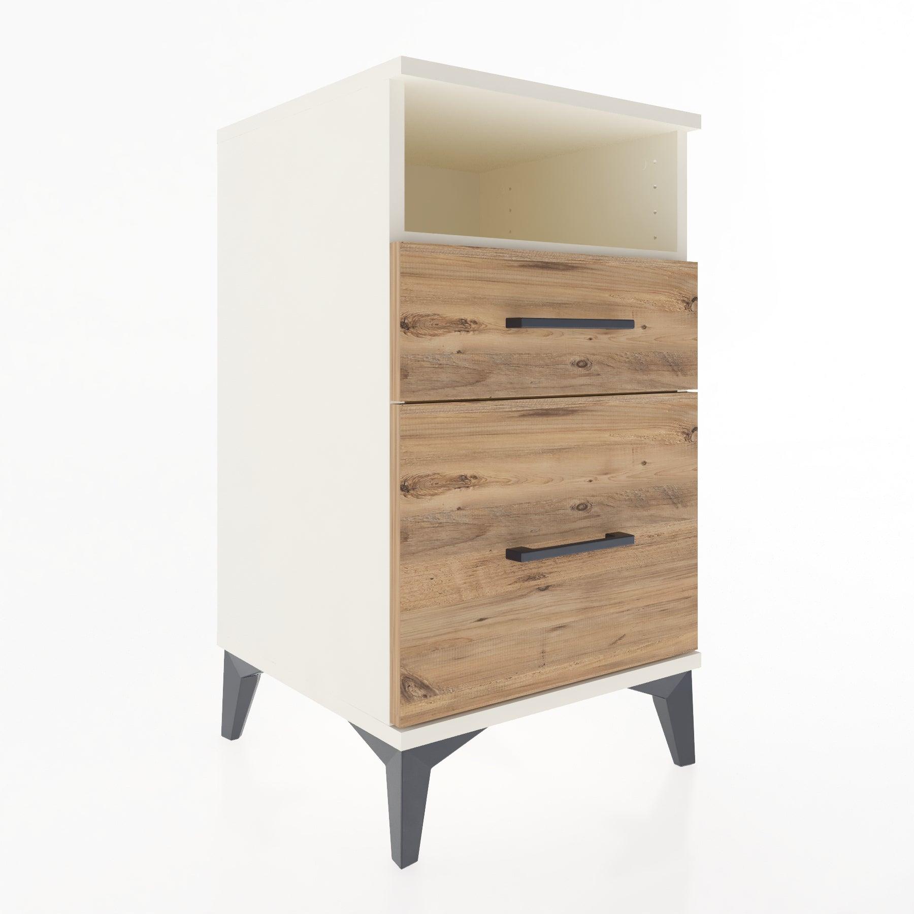 Woodntry Modular Nightstand Moonstone 44x44x68 cm with Drawer and Shelf CR11-1