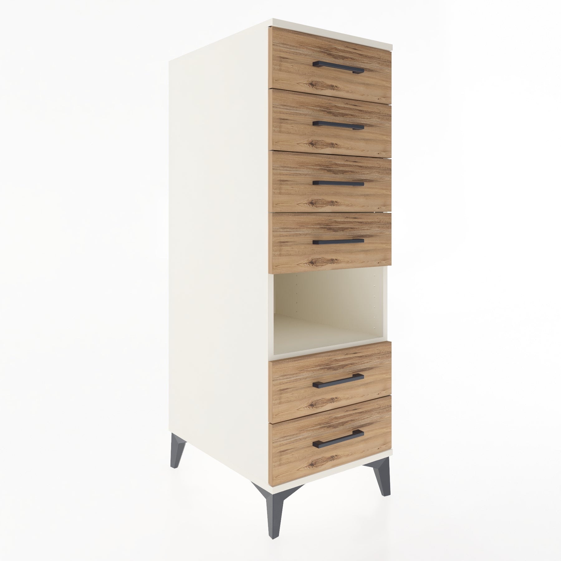 Woodntry Modular Cabinet Moonstone 44x59x122 cm with Drawers and Shelves CR61-1