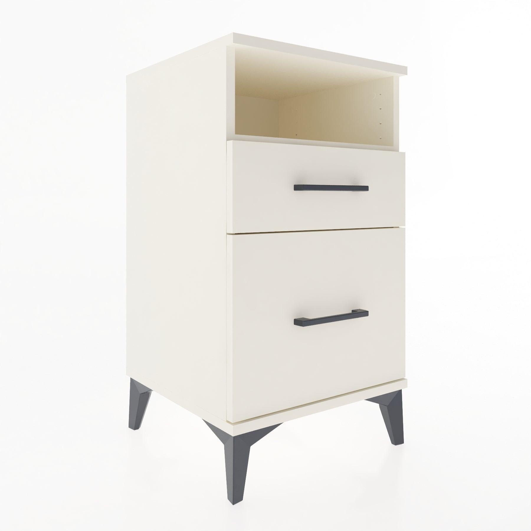 Woodntry Modular Nightstand Moonstone 44x44x68 cm with Drawer and Shelf CR11-1