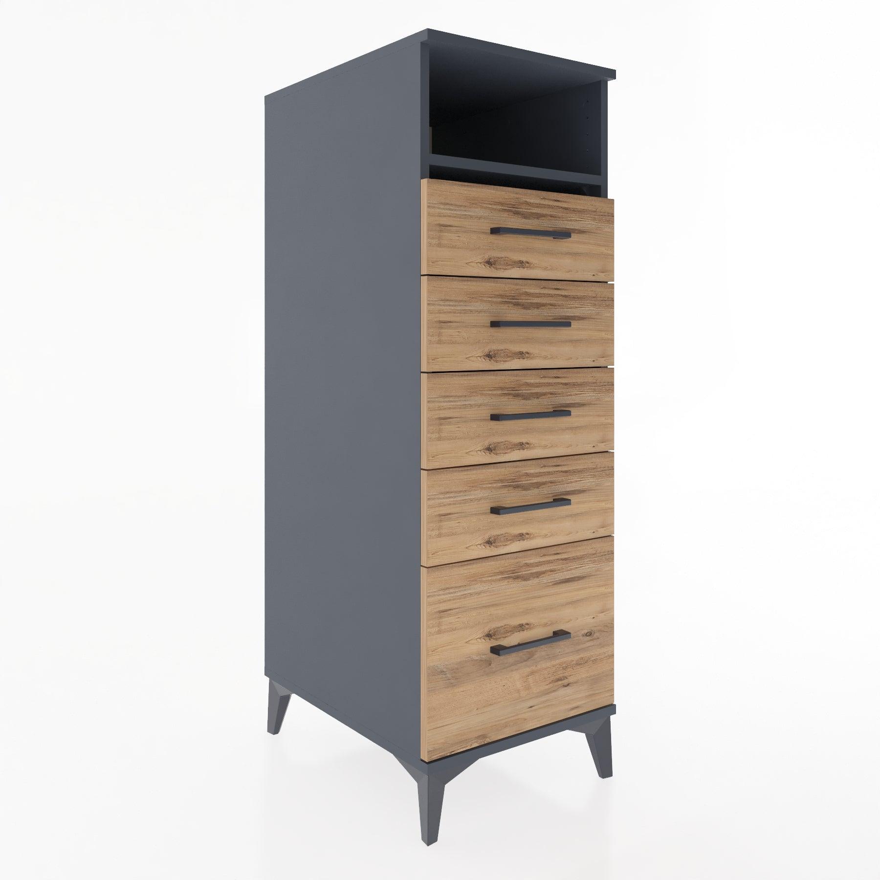 Woodntry Modular Cabinet Anthracite 44x30x122 cm with Drawers and Shelves CR11-2