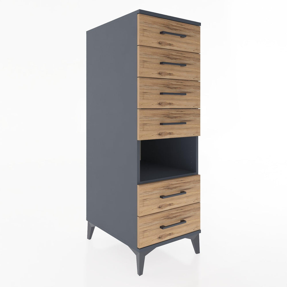 Woodntry Modular Cabinet Anthracite 44x30x122 cm with Drawers and Shelves CR61-2