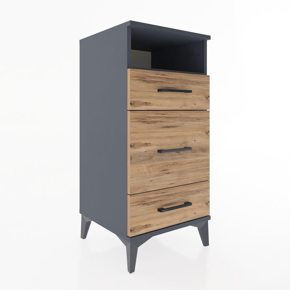 Woodntry Modüler Komodin Antrasit 44x44x84 cm Çekmeceli ve Raflı CR11-2