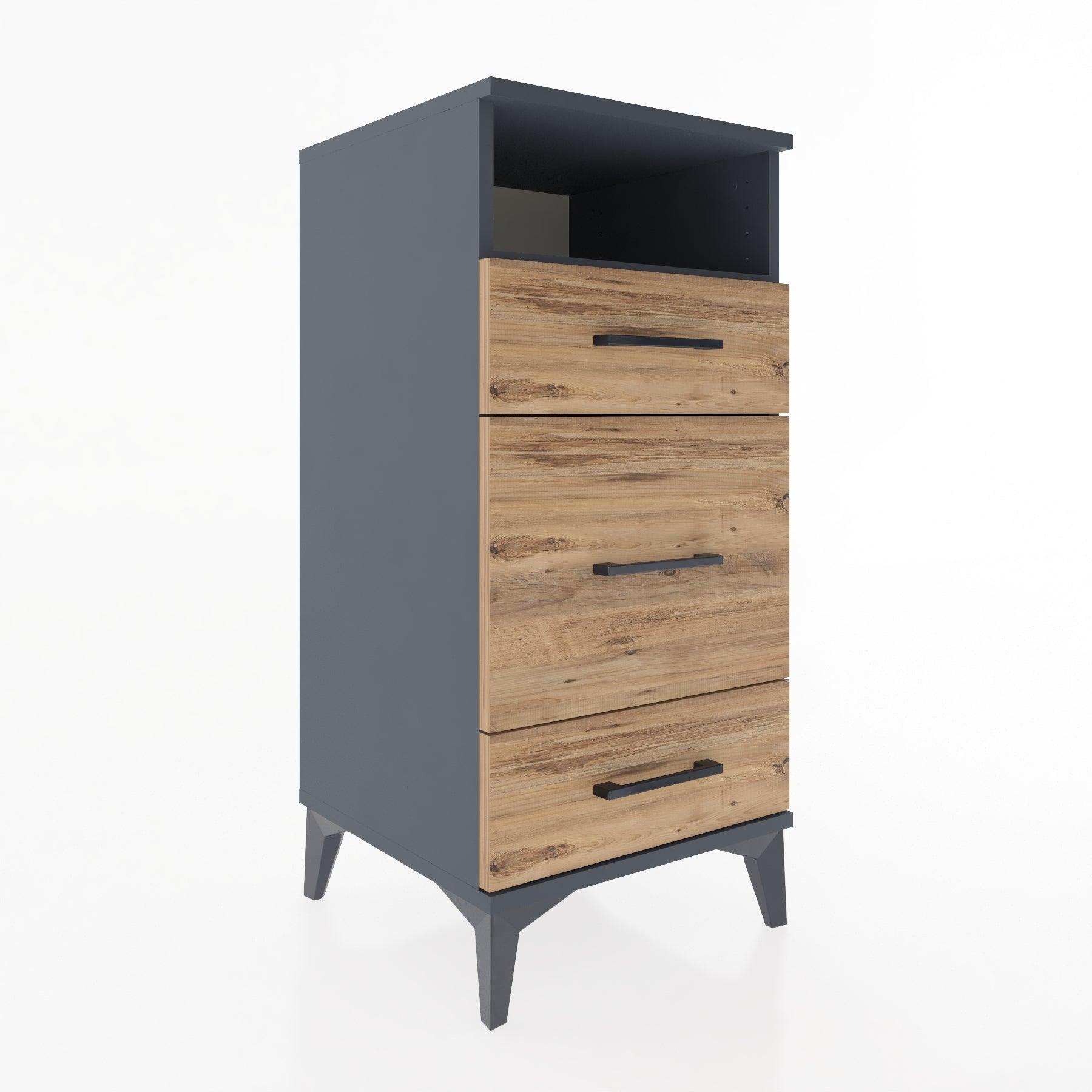 Woodntry Modular Nightstand Anthracite 44x44x84 cm with Drawers and Shelves CR11-2