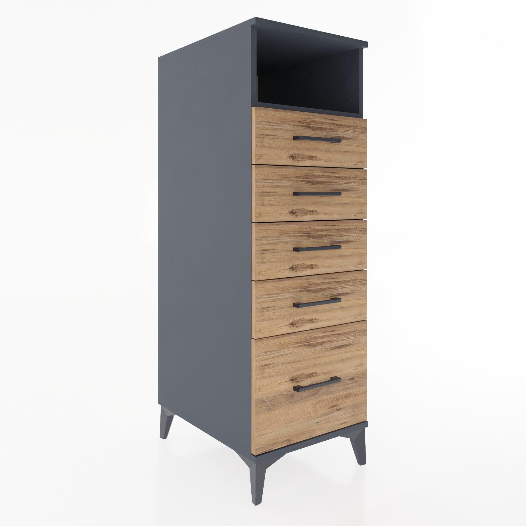Woodntry Modular Cabinet Anthracite 44x30x122 cm with Drawers and Shelves CR111-2