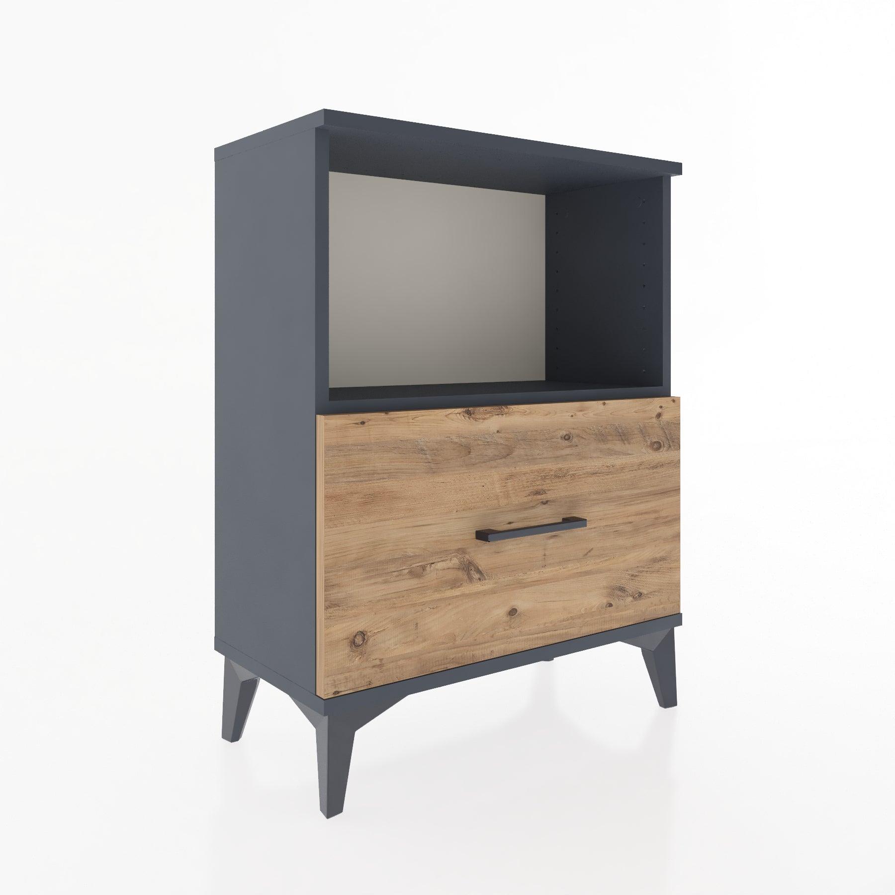 Woodntry Modular Nightstand Anthracite 60x30x68 cm with Drawer and Shelf CR11-2