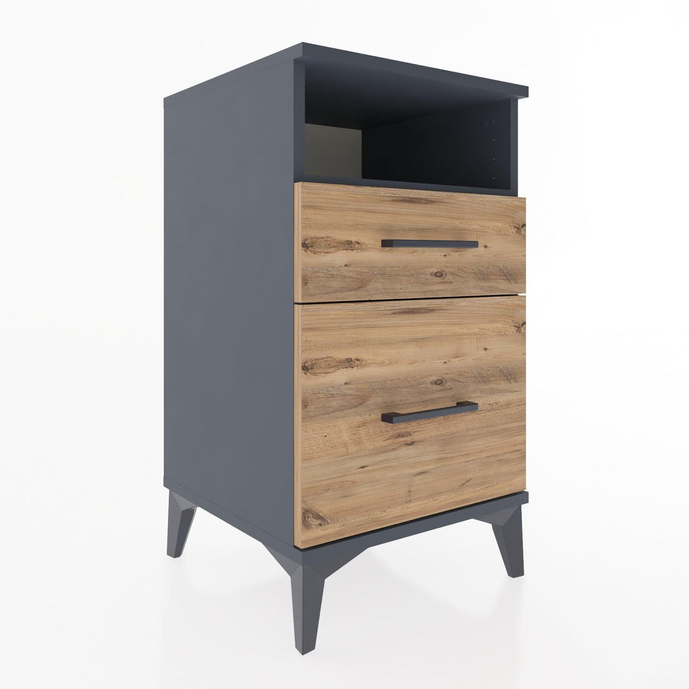 Woodntry Modular Nightstand Anthracite 44x44x68 cm with Drawers and Shelves CR11-2