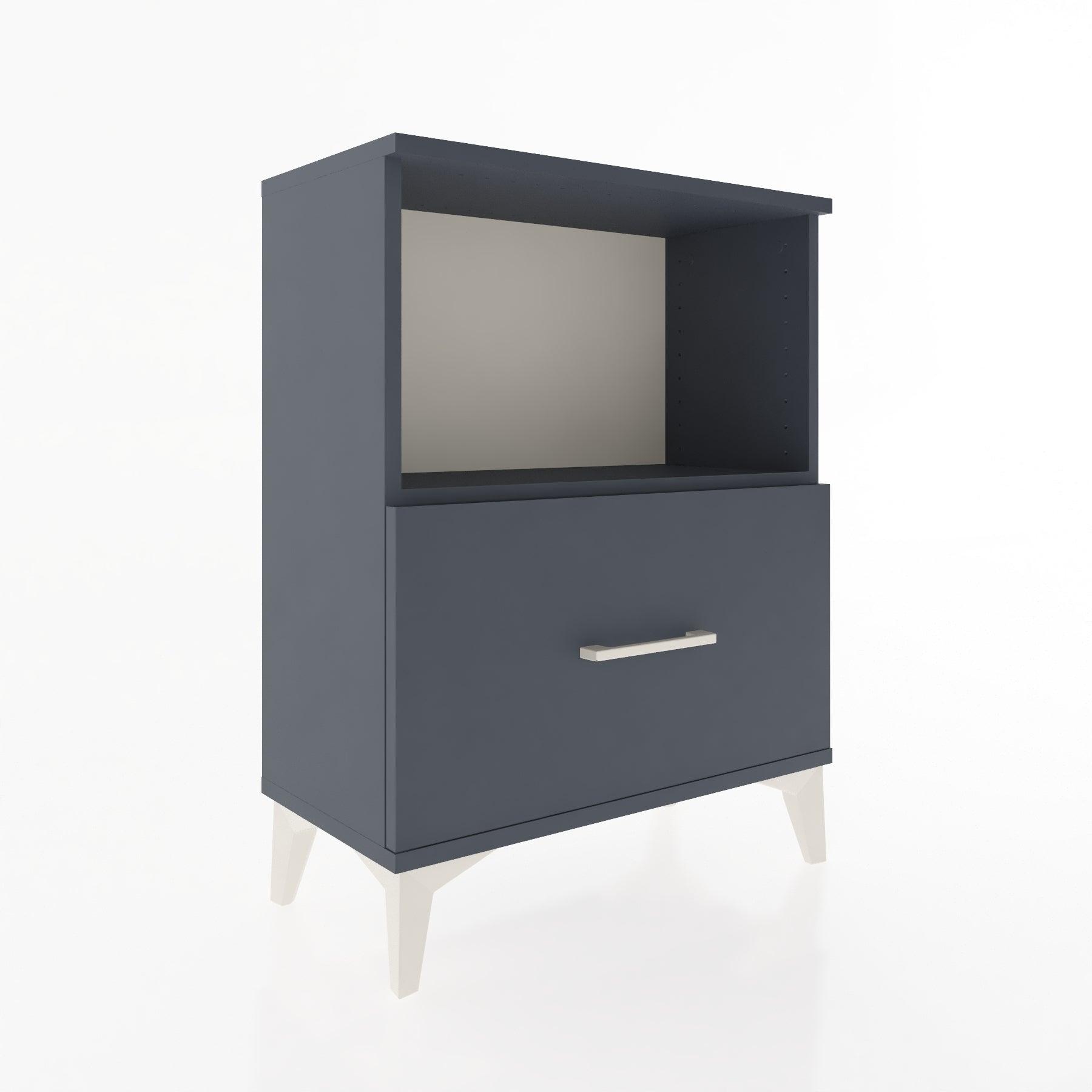 Woodntry Modular Nightstand Anthracite 60x30x68 cm with Drawer and Shelf CR11-2